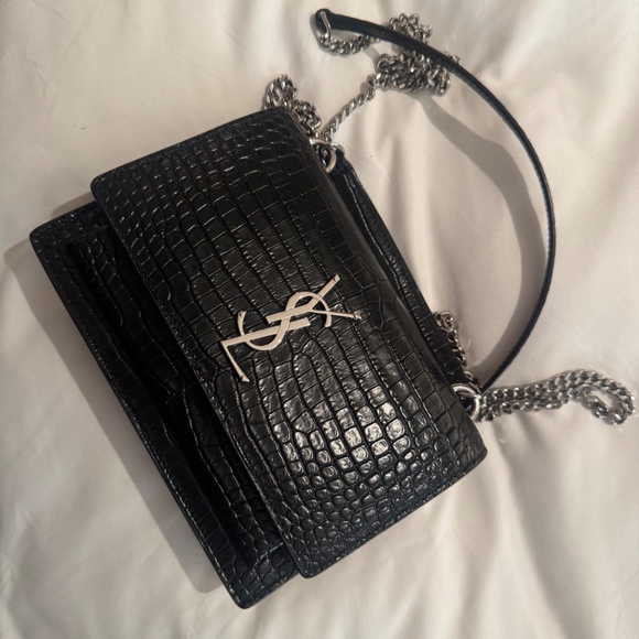 SUNSET CHAIN WALLET IN CROCODILE-EMBOSSED SHINY LEATHER - Picture 2 of 8